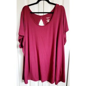 Torrid 6 Active Plus Top Shirt‎ Open Keyhole Back Cranberry SS Round Neck